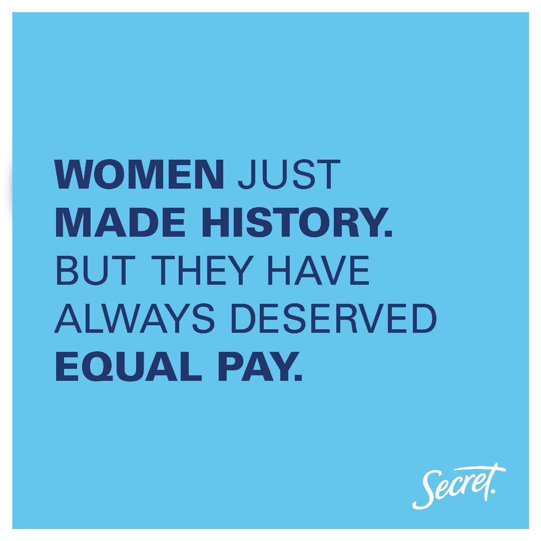 SoccerGirlFC's tweet photo. Along with @secretdeodorant, we are joining the fight for Equal Work. Equal Sweat. Equal Pay. #ad #AllStrengthNoSweat https://t.co/bTffTQnIV1
