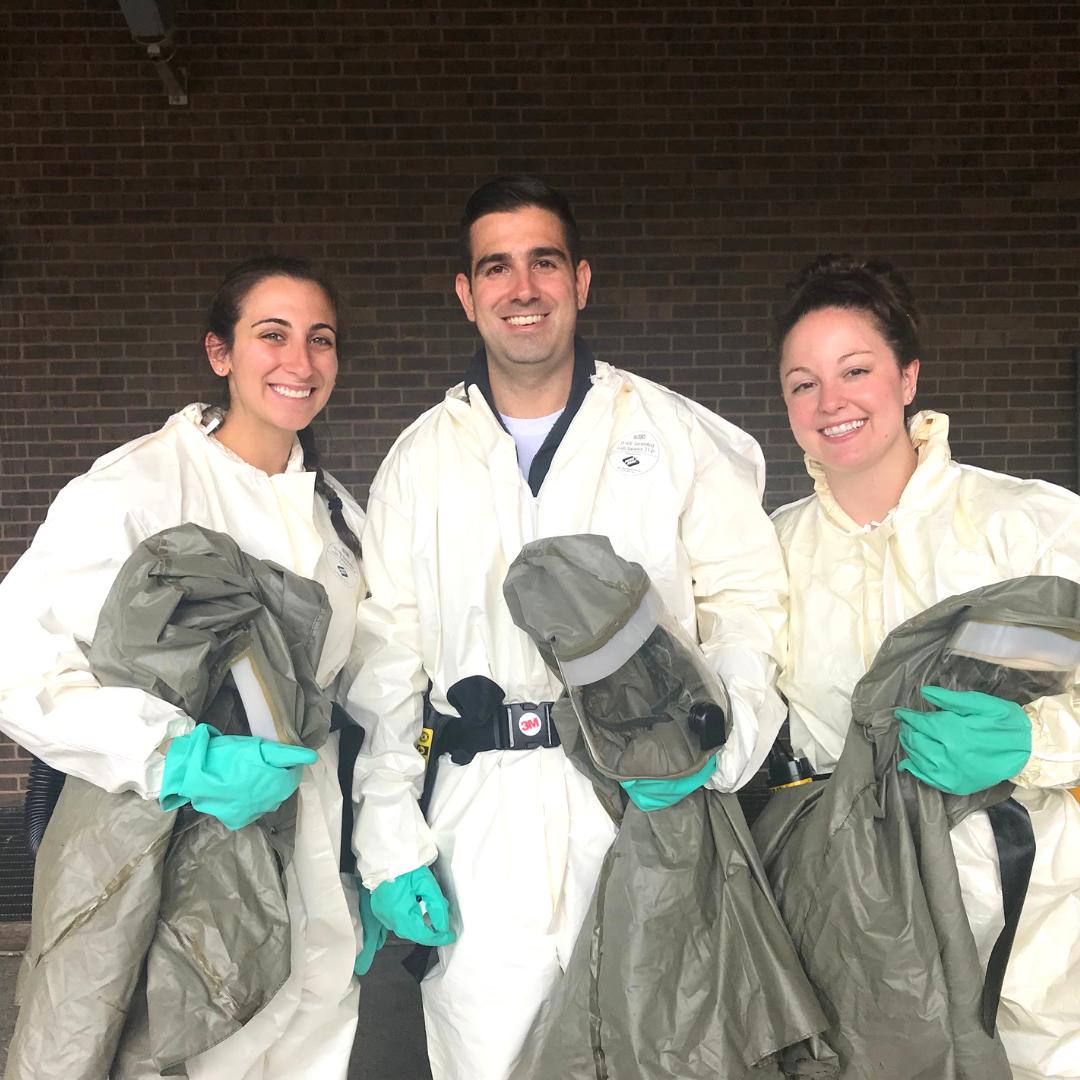 MD1Program's tweet photo. To prepare for the obstacles emergencies will inevitably bring, MD1 doctors must keep up to date with their training. Here are Dr. Joseph, Dr. Torres and Dr. Hohbein attending a decontamination training.
#disasterresponse #docsintraining https://t.co/qU5P2M9dwN