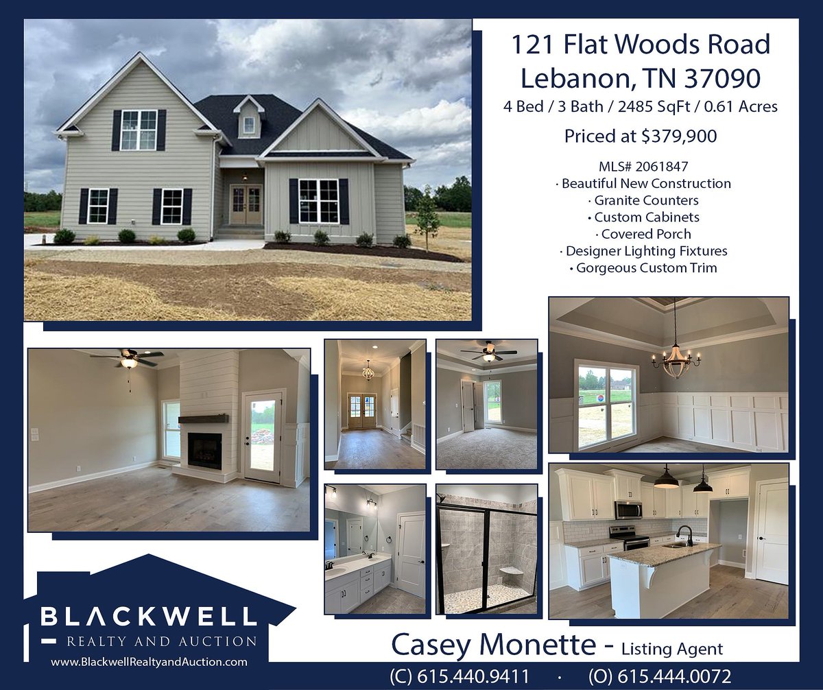 BlackwellRealty's tweet photo. Casey Monette has this beautiful new construction hardie board home for sale in Lebanon with 4 bedrooms and 3 baths! Call her at 615.440.9411 for more information! #lebanontnrealtor #lebanontnrealestate #lebanontnhomesforsale #relaxwegotthis https://t.co/VeEv3qcJHU