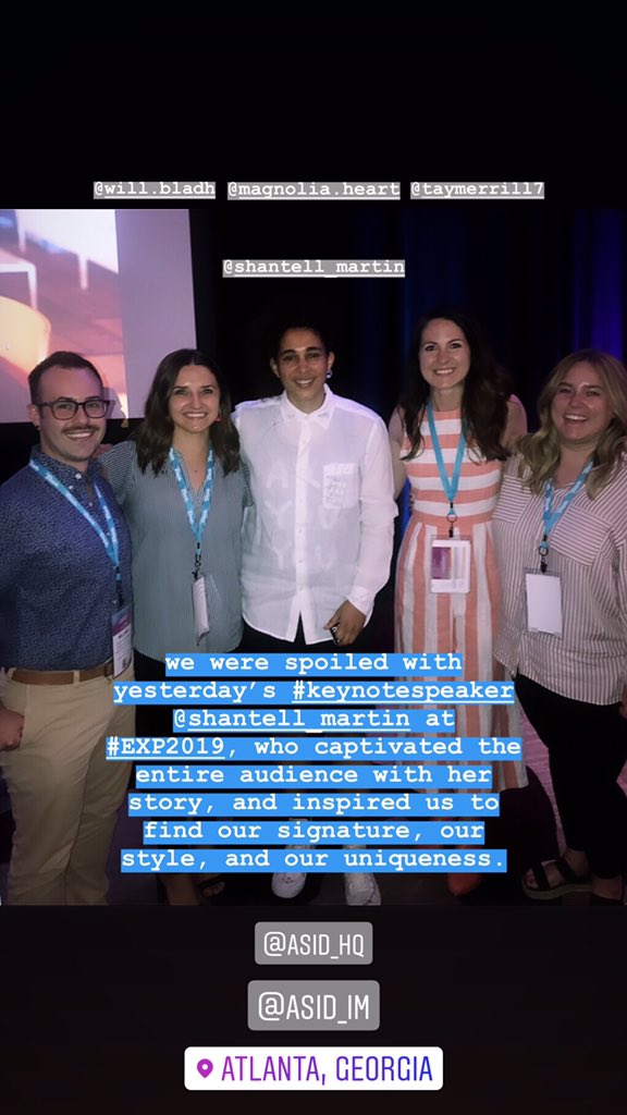 mlrandolfi021's tweet photo. We were spoiled with yesterday’s keynote speaker @shantell_martin at #EXP2019, who captivated the audience with her story, and inspired us to find our signature, our style, our uniqueness. Thanks @ASID for a memorable experience #designimpactslives #whoareyou #areyouyou https://t.co/aQCfsTK8Oo