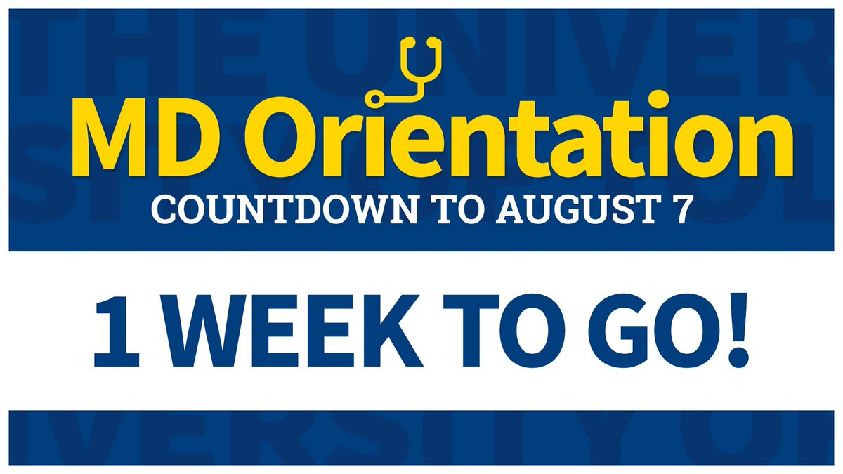 UToledoMed's tweet photo. ONE WEEK until MD Orientation begins!
#UToledoMed23 #MDorientation https://t.co/CDXeocd6t1