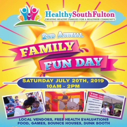 COSFGA's tweet photo. Join us for the 2nd Annual Healthy South Fulton Family Fun Day on Saturday, July 20 from 10:00AM to 2:00PM at Sandtown Park. Councilwomen Catherine Rowell &amp; Carmalitha Gumbs are hosting this event filled with food, fun, free health evaluations, and a back-to-school giveaway! https://t.co/KLXSYNZCWV
