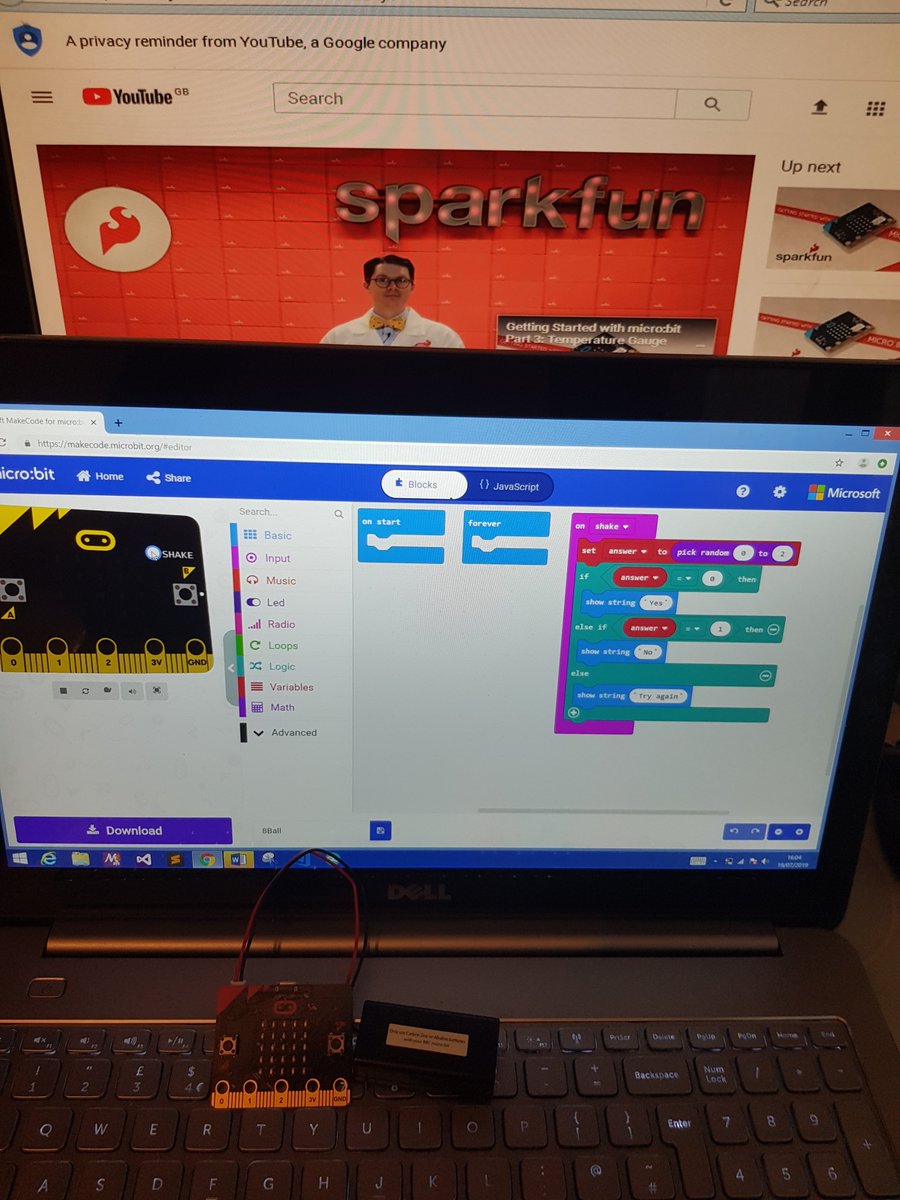the_n1ght0wl's tweet image. Day 3:
Learning how to make a digital 8 ball from a @ShawnHymel tutorial using @MSMakeCode.
#coding
#codingwithjoy
#microbit
#100daysofcode
#100daysofmicrobit
#womenwhocode
#codinglife
#coders
#coder