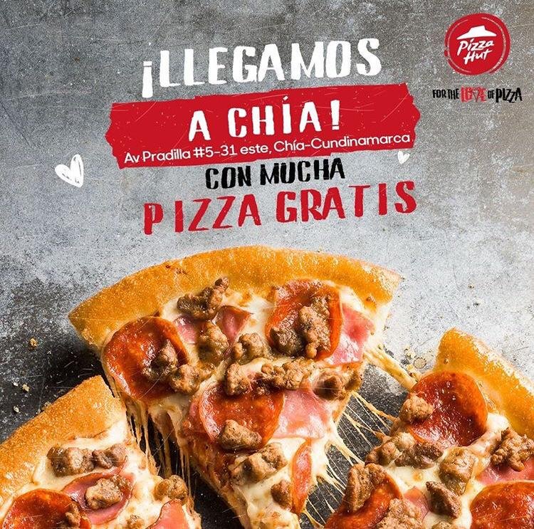 🔺 Pizza Hut Colombia #AHORA en Plaza Mayor Chia 🔻

#RegalaPizza #InvitaPizza #PizzaHutChia #PlazaMayorChia

Avenida Pradilla No 5-31 este, Chia