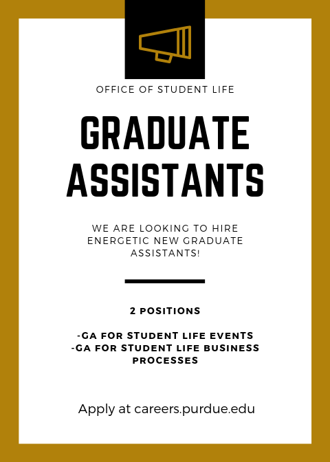 The Office of Student Life is looking for 2 new graduate assistants for the 2019-2020 school year!🦁🦁 If you are a graduate student at PNW &amp; are looking to work in an energetic office with lots of student interaction, then this is the perfect job for you! 
APPLY TODAY!