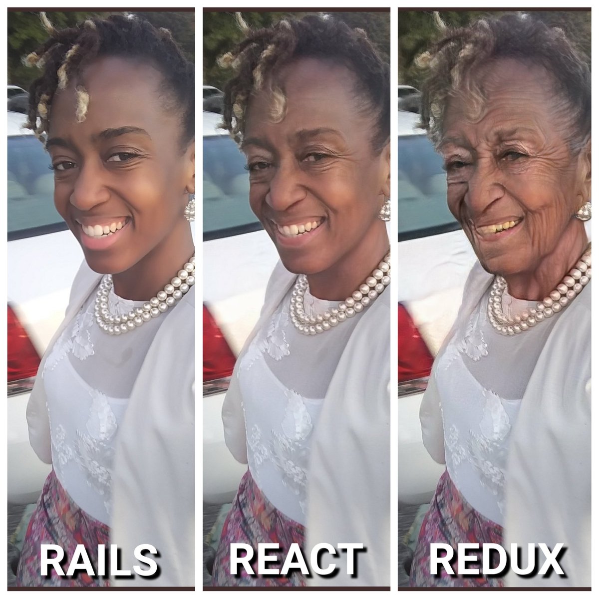 keshalake's tweet image. Remember my MOD 1 pic? Welp! I&apos;m older and wiser now!! Growing has consequences lol Then again, I&apos;m one of those women who can&apos;t wait to get old so BRING IT ON!! 🤣 @Career_Karma @FlatironSchool #seerosecode #MyFaceAppChallenge