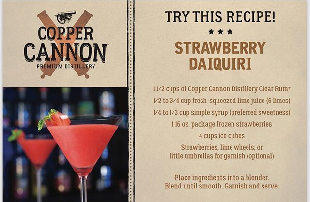 CopperCannonNH's tweet photo. Happy National Daiquiri Day!

Cool off this weekend with a refreshing strawberry daiquiri made with our clear rum! This recipe is easy to make and delicious! 🍓🍓 https://t.co/fDmulqYSac https://t.co/A4C5EZNyR2