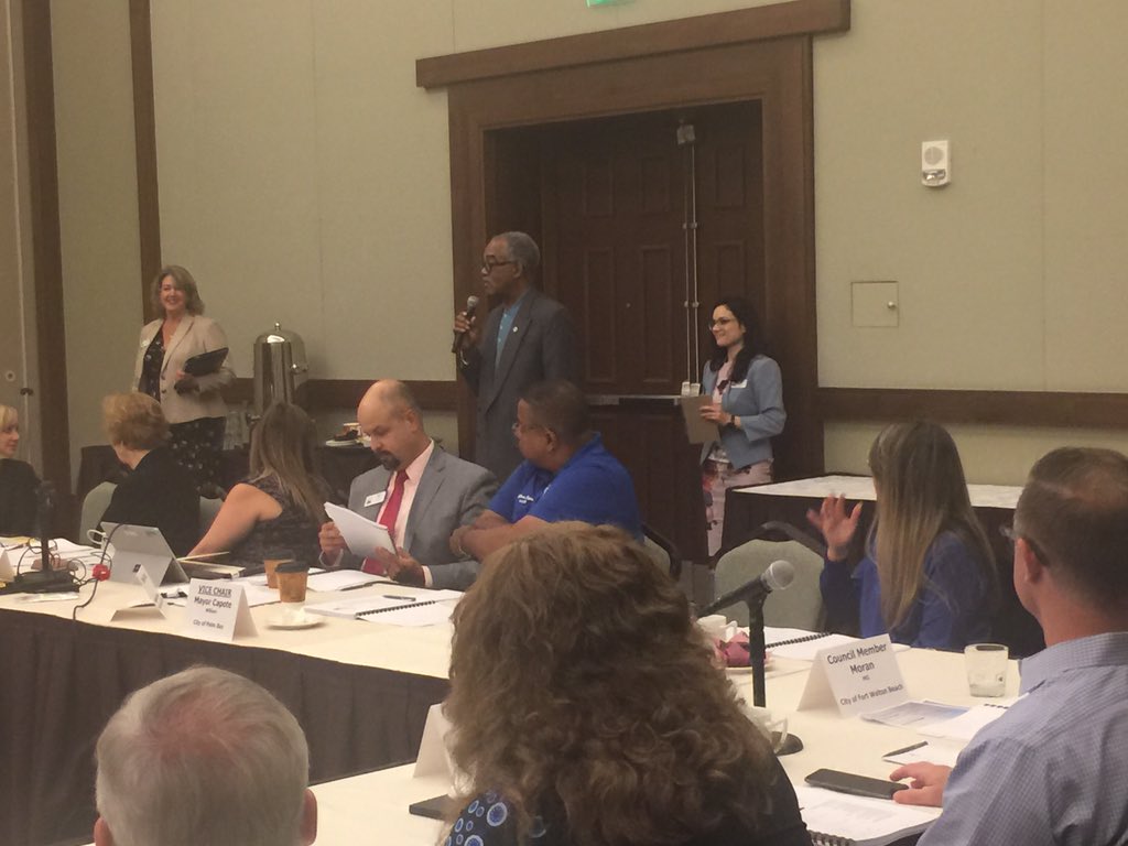 pbcloc's tweet photo. Leo Longworth the President of the Florida League of Cities is addressing the Land Use and Economic Development Policy Committee that is Meeting in the Palm Ballroom AB in the Embassy Suites to establish their Legislative Priority for the upcoming Session in January #welivelocal https://t.co/I19sfKpqTo