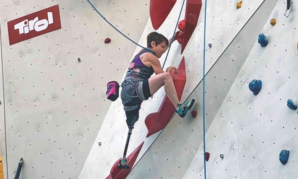 SummitGymsOKC's tweet photo. Wow, what a champ! Rebecca is a straight up #ladycrusher! Read her story and know what climbing can do for a person. #adaptiveclimbing #climbing https://t.co/068eEjqHco https://t.co/sREMVwtB2f