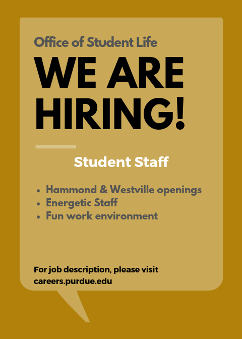 We are looking for Student Staff for both our Hammond &amp; Westville locations!!🦁🦁 Applicants must be PNW students! If you are looking for a job on campus &amp; want to work in an energetic office and have a lot of student interaction, then this is the job for you!
APPLY TODAY!