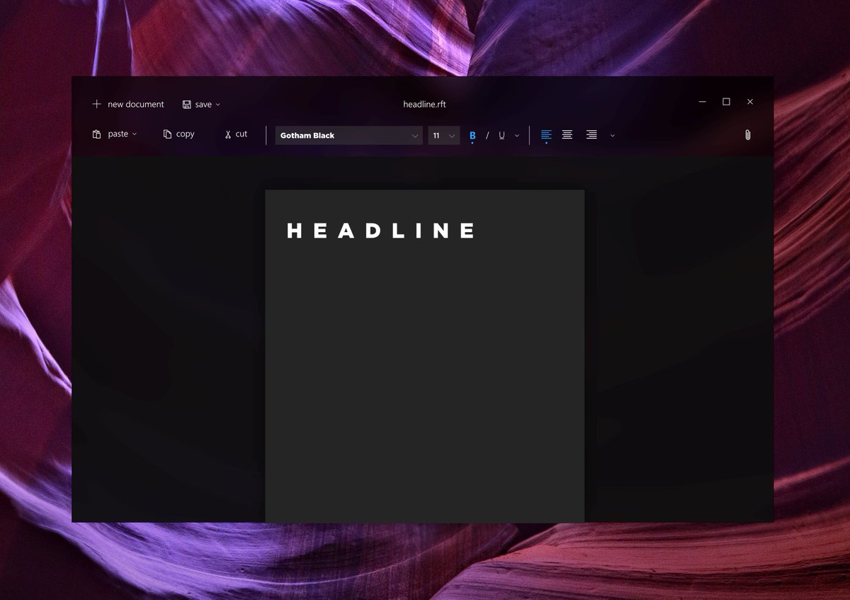 lorisobidesign's tweet image. Concept of a WordPad #UWP App for #Windows10 (dark theme)

#UWPDev #fluentfriday @WindowsUI #fluentdesign #userinterface