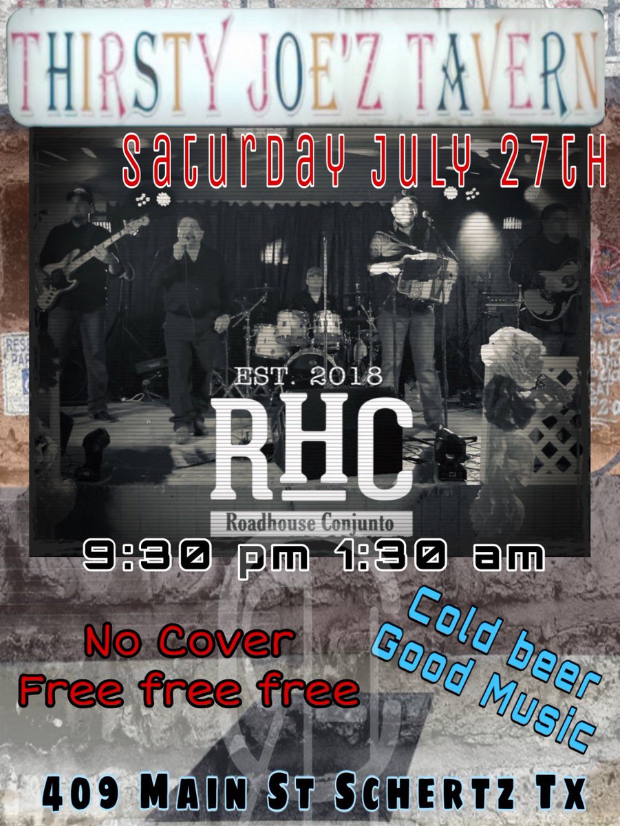 RConjunto's tweet image. Saturday July 27th Roadhouse Conjunto will be at Thirsty Joe Tavern in Schertz tx,,
#roadhouseconjunto
