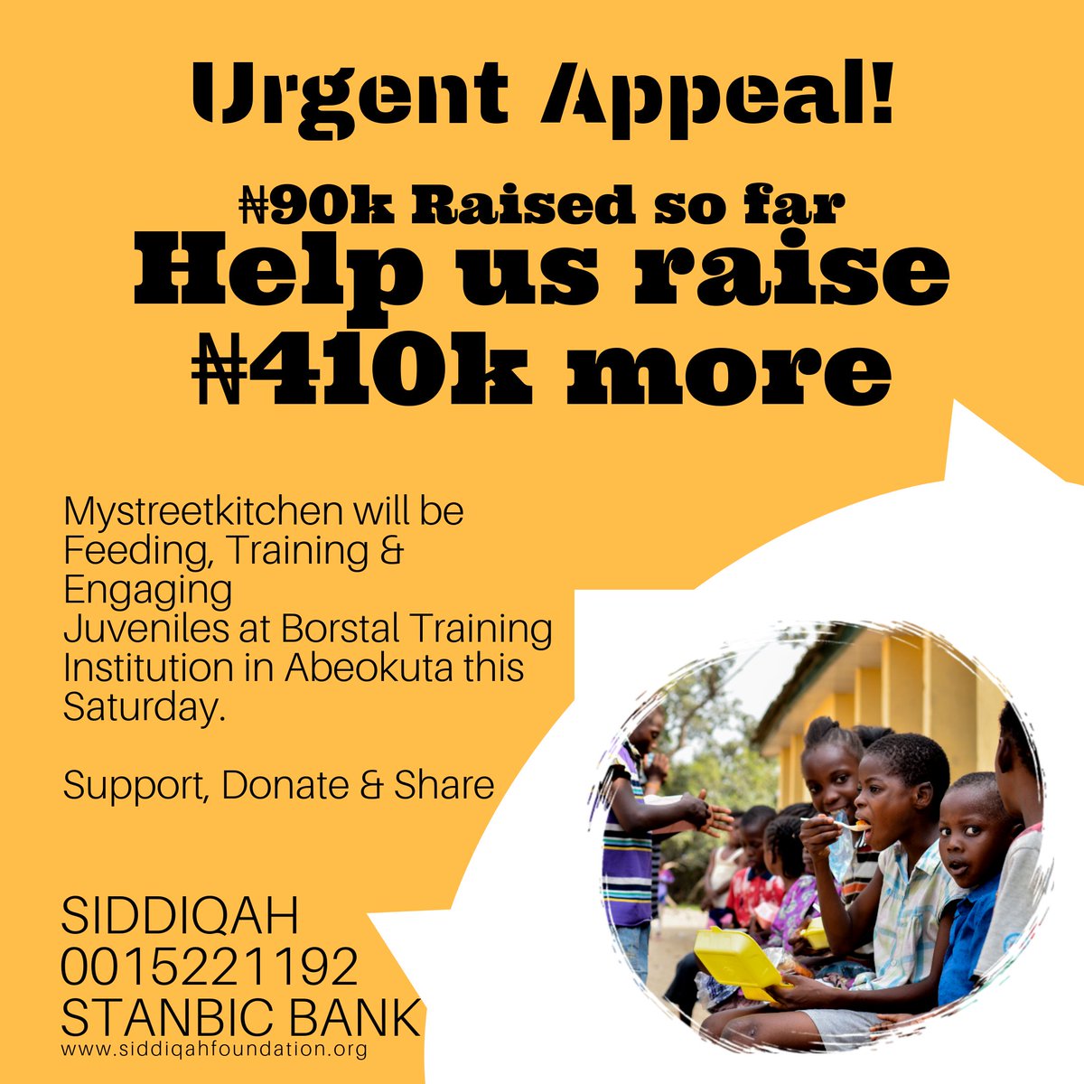 MyStreetKitchen's tweet photo. LESS THAN 24HOURS TO THE STREET KITCHEN 

Help us make this happen.

We need to raise 410,000 for the next Street kitchen which is tomorrow and whatever help or support from you would be appreciated.

#siddiqahinternational #wizkid #davido #brownskingirl #TheLionKing https://t.co/zttDvnTrB2
