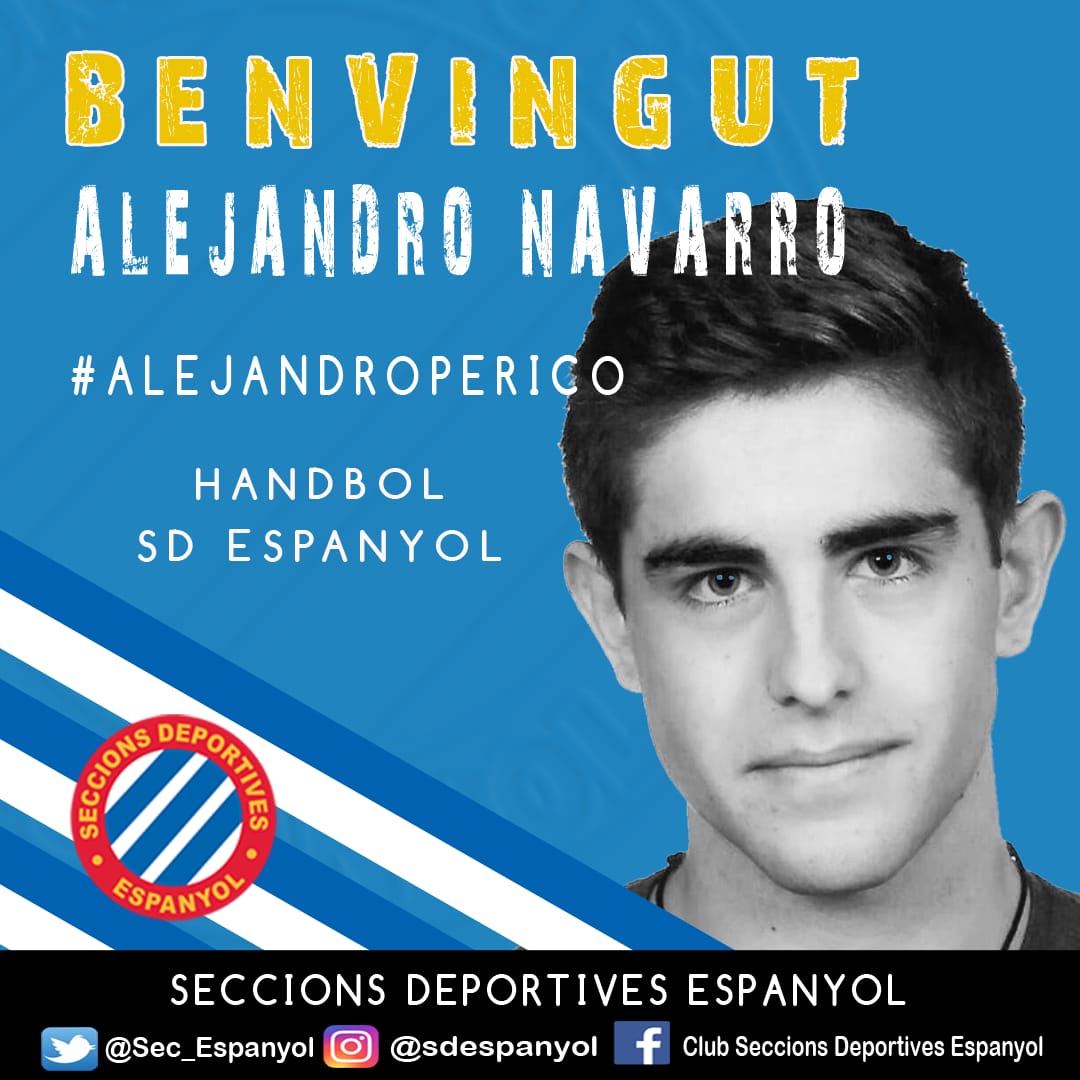 Alejandro Navarro s'incorpora al nostre equip d'handbol 🤾.
Provinent del juvenil del BM Granollers i ex-jugador de SAFA Horta. Ha estat campió d'Espanya en categories base, tant a nivell de club com amb la selecció catalana.
Benvingut 👏🏼👏🏼👏🏼
⚪🔵 #SomEspanyol