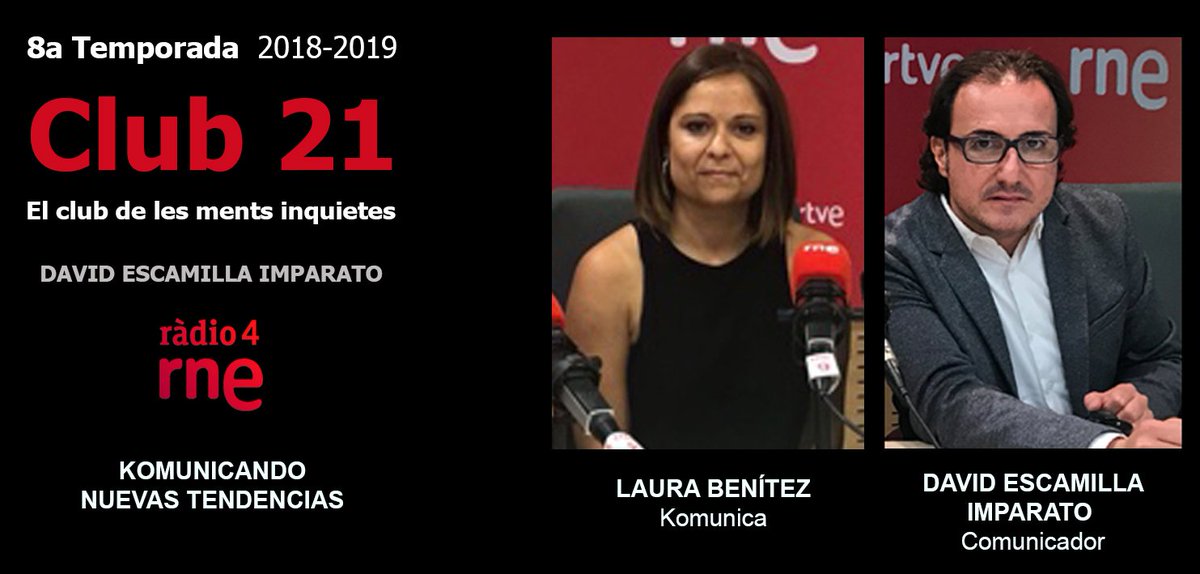 DISSABTE 13-07-19 | 20:00 H – PODCAST OFICIAL RNE PROGRAMA
<a href="/Club21_radio4/">Club 21</a> <a href="/Escamilla_David/">David Escamilla Imparato</a> REDKOMUNICA @redkomunica <a href="/castillamedina/">juan castilla medina</a> @komunicapress
Laura Benítez (Komunica) nos habla de la importancia del entorno laboral a nivel global (minuto 30:53)
rtve.es/alacarta/audio…