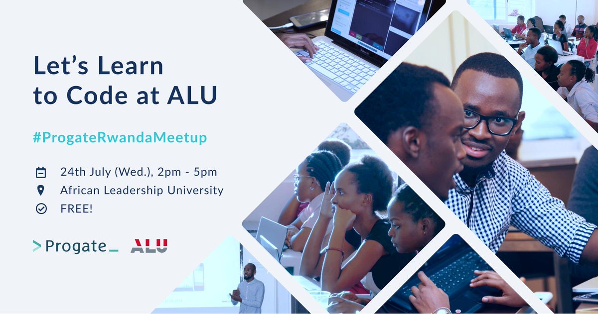 progateEN's tweet photo. 【Let's Learn to Code at ALU Campus!】
▼Detail
- 2pm - 5pm
- July 24th (Wed.)
- Africa Leadership University (Please arrive at the venue 15 min before. Don't forget to bring your ID card or your student card. )
#ProgateRwandaMeetup https://t.co/eQSvrRooLf