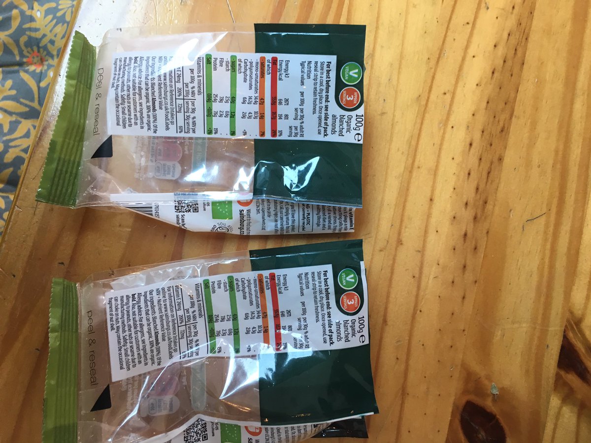 AsSeenInE15's tweet photo. @sainsburys - 2 packets of almonds, 100 g each. Supposedly. In reality, 80g and 75g. 20% and 25% less, respectively. Luckily my te one called for 160g or I would be truly annoyed. Still strikes me as consumer deception... ! 🤔 https://t.co/BQj272PS2y