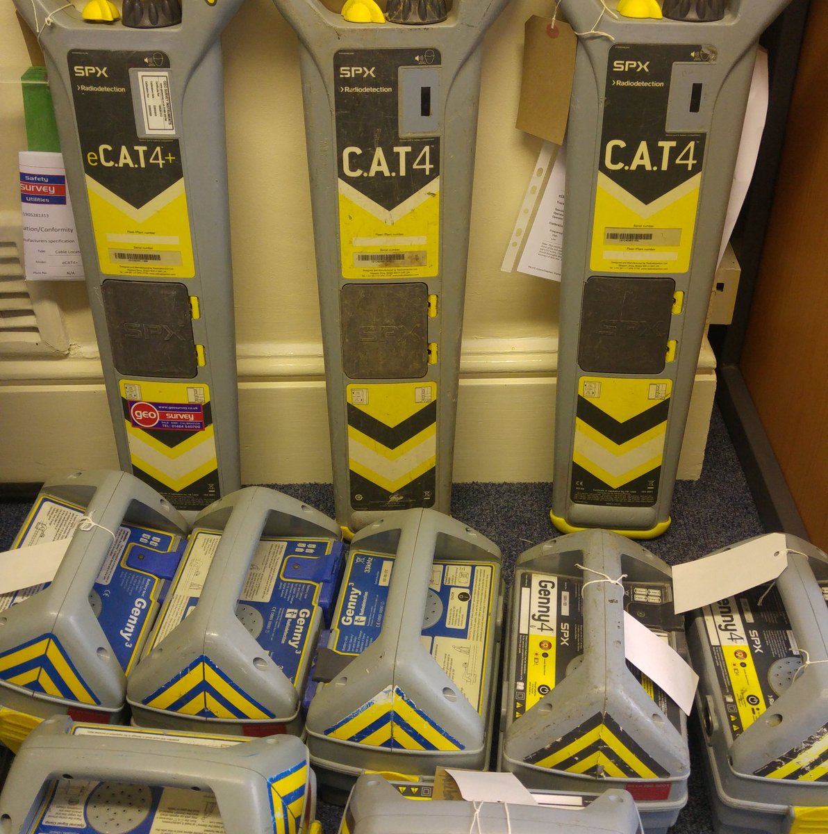GeoSurvey_'s tweet photo. Used Cable Locators &amp; Signal Generators Available 

2 x CAT 4 
1 x eCAT4+ 
3 x Genny 4 
3 x Genny 3 

*all cleaned and calibrated before sale* 

Individual units or Sets available - enquries to 07534516470 
james.coverdale@geosurvey.co.uk https://t.co/kYBvlr5WfZ