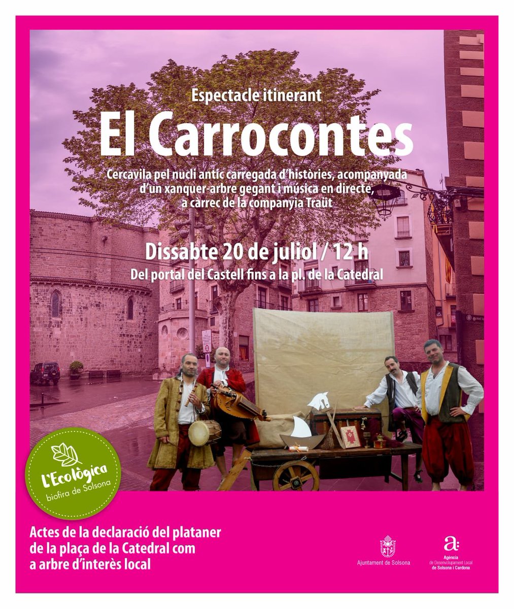 Solsona_cat's tweet photo. 👩‍👩‍👦‍👦👩‍👧‍👧👨‍👧‍👦👨‍👩‍👧La #biofira #LEcològica de #Solsona, demà ds., està pensada també per al públic familiar! Us proposem un taller per tintar amb residus vegetals de cuina (info@lamacarulla.com), l'espectacle itinerant 'El carrocontes' (12 h) i un tastet d'esports de muntanya (18-20 h)! https://t.co/bfDGUOFFx9