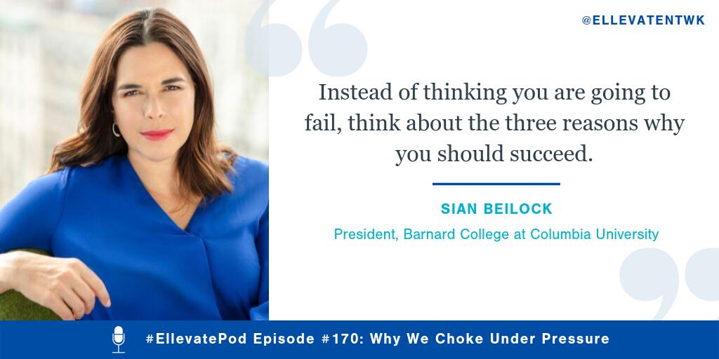 EllevateNtwk's tweet photo. #ICYMI, our CEO @kristyawallace sits down with @sianbeilock, President, @BarnardCollege at @ColumbiaUiversity, and talk about fear of failure, why we sometimes choke under pressure, and how to avoid it. Listen on the #EllevatePod → https://t.co/RSqbVsx9V2 #FridayThoughts https://t.co/YsFOKOjn5s