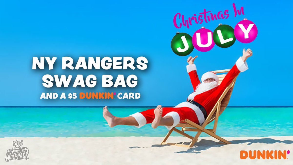 HWPHockey's tweet photo. 🎁 Retweet this post by 5pm today to be entered to win a NY Rangers swag bag and a $5 Dunkin' gift card for today's Christmas in July, presented by @DunkinCT! A winner will be chosen and notified after 5pm. 

More info: https://t.co/hq4Fp6h0fg https://t.co/hT7u5zHcb0
