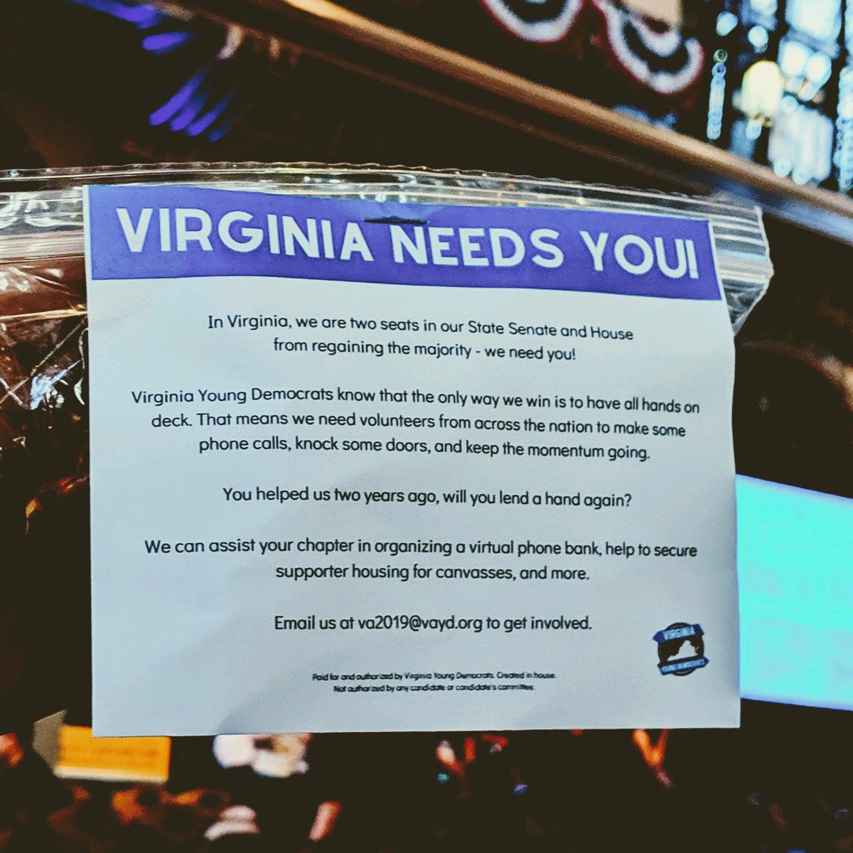 aerodgers's tweet photo. Team @VAYD welcomed #YDAIND convention delegates to our general session with snacks ... and a hard ask to campaign for @VAHouseDems and @VASenateDems this year! #VAYD2Indy https://t.co/W8xDDUlo0F