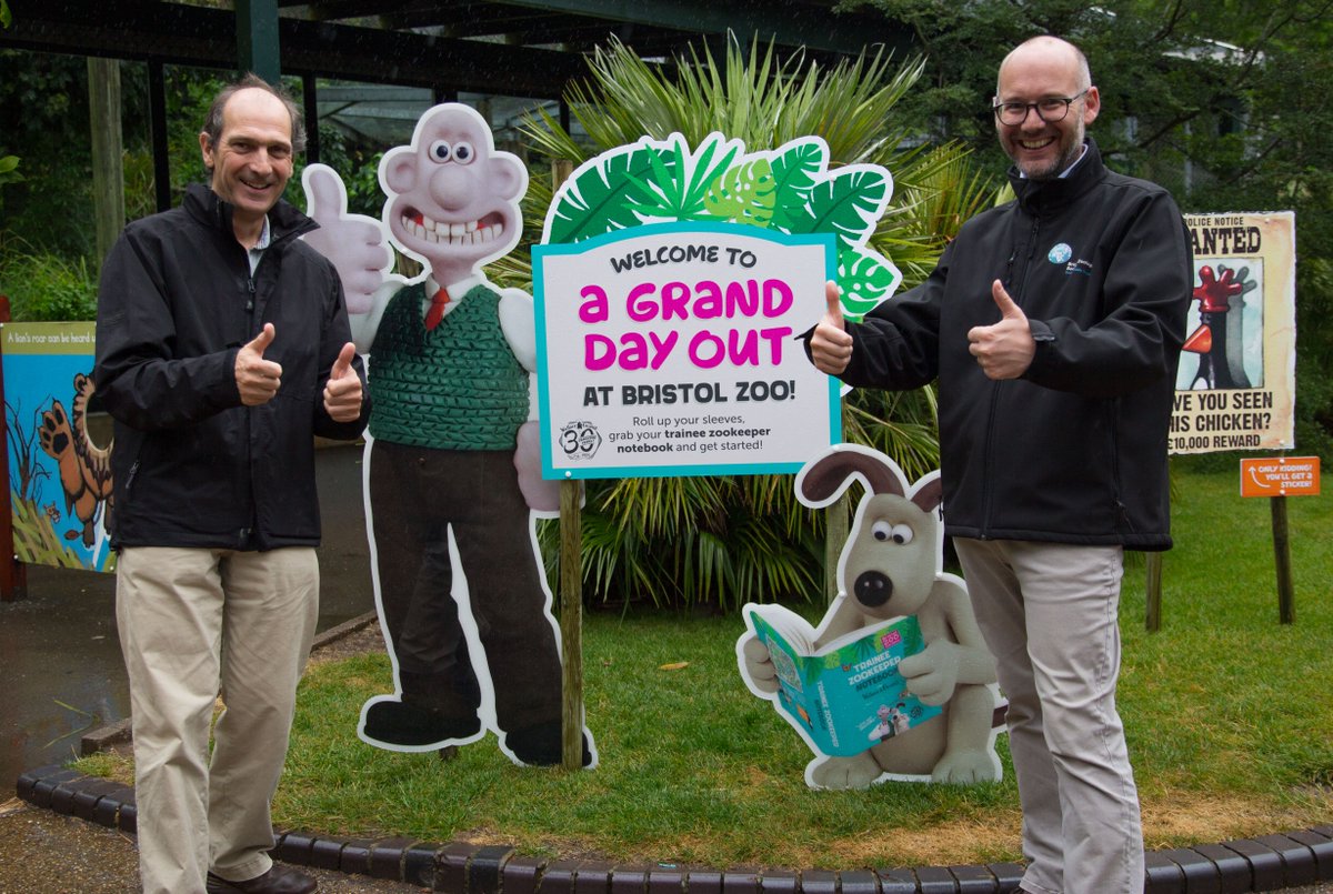 BrisZooSociety's tweet photo. Aardman co-founder, David Sproxton, visited us today to celebrate the start of our new Wallace &amp; Gromit trail.

The trail, which opens to the public tomorrow aims to help visitors learn all about the most important jobs in the Zoo. 

Find out more: 

https://t.co/r5B53s1Idu https://t.co/wHo5yNyLyA