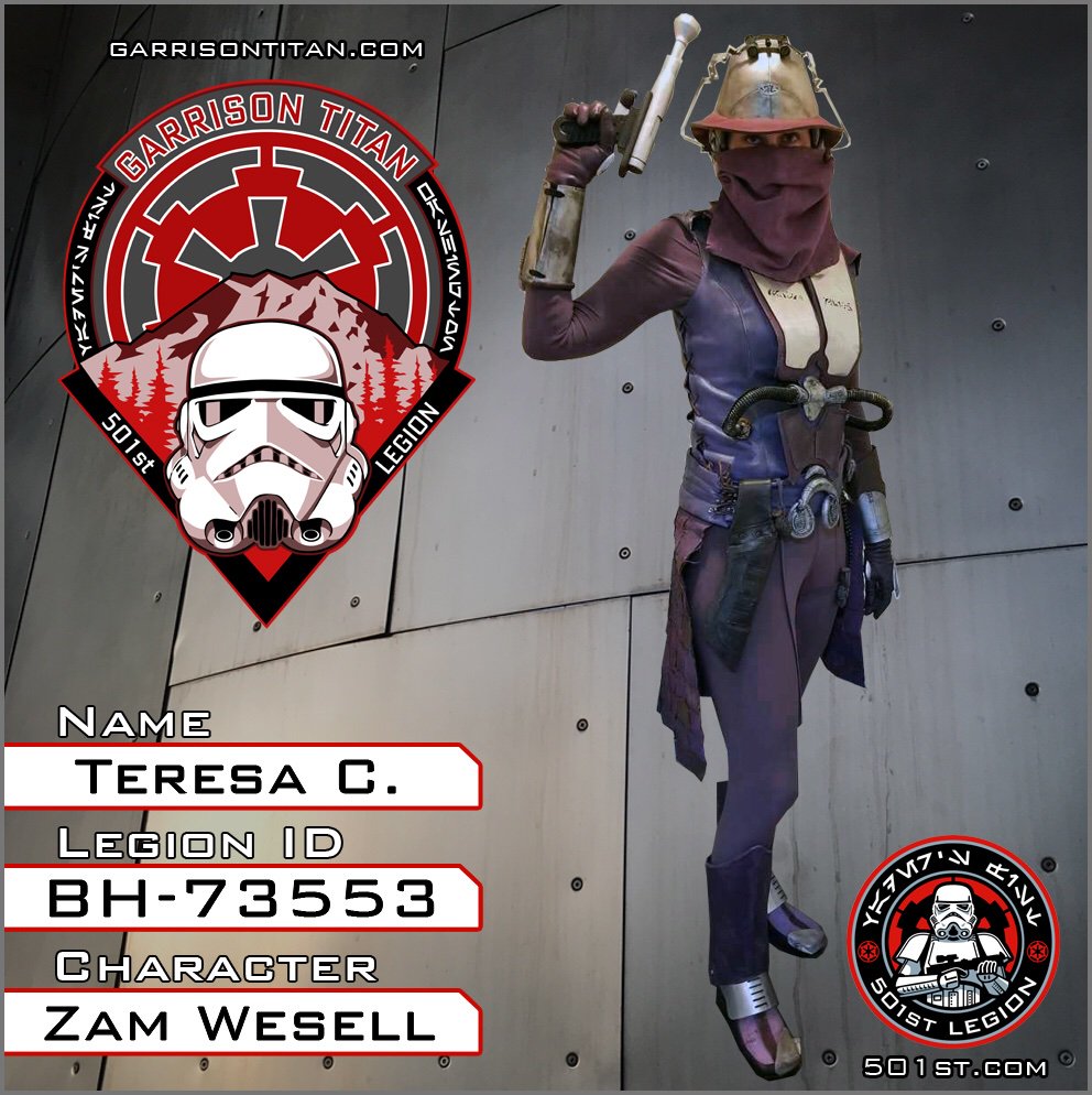 Congratulations BH-73553 on the approval of your Zam Wesell costume! Awesome job! 
#garrisontitan #501st #501stlegion #bountyhuntersguild #zamwesell #ihittheshipbuttheyusedadecoy #attackoftheclones