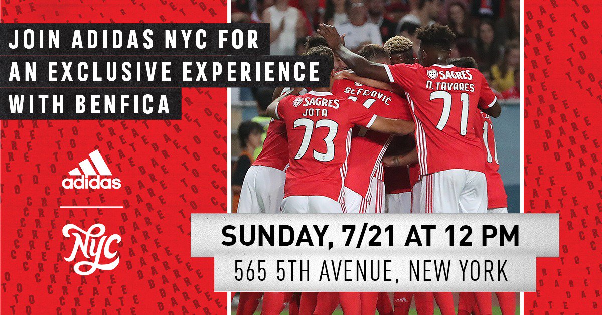 Make a Benfica purchase of $50 or more at @adidasNYC (565 5TH AVE) until 7/21 and gain access* to the event!
*You will receive a ticket to the event with your purchase. Valid while supplies last. First come, first served.