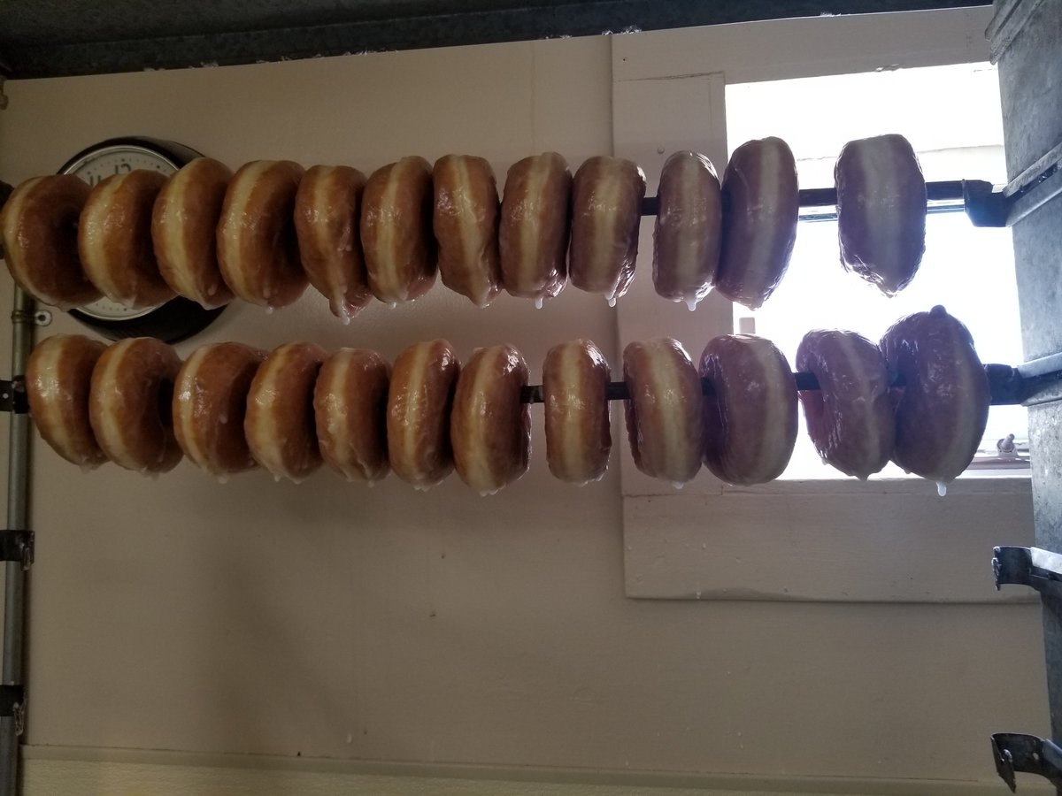 stoehr5's tweet photo. Thanks to Zach and Rick at Mrs Murphy's Donuts for a great morning of donut making. Tremendous patience while teaching us the art of donut making. https://t.co/9EozIrKhZn