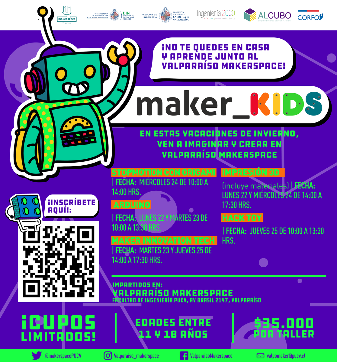 DIN_PUCV's tweet photo. ¿TE ENTERASTE DEL TREMENDO PANORAMA QUE @MakerspacePUCV TIENE PARA TI ESTAS VACACIONES? 🙆🏻♀️🙆🏻♂️ ¡Te invitamos a ser parte de los talleres #Maker_Kids que están imperdibles ¡QUÉ TU IMAGINACIÓN NO SE CONGELE ESTE INVIERNO! 🥶
Revisa la info de los talleres 👉🏼https://t.co/gbrJ3UhqeP https://t.co/R7ev8z4irP