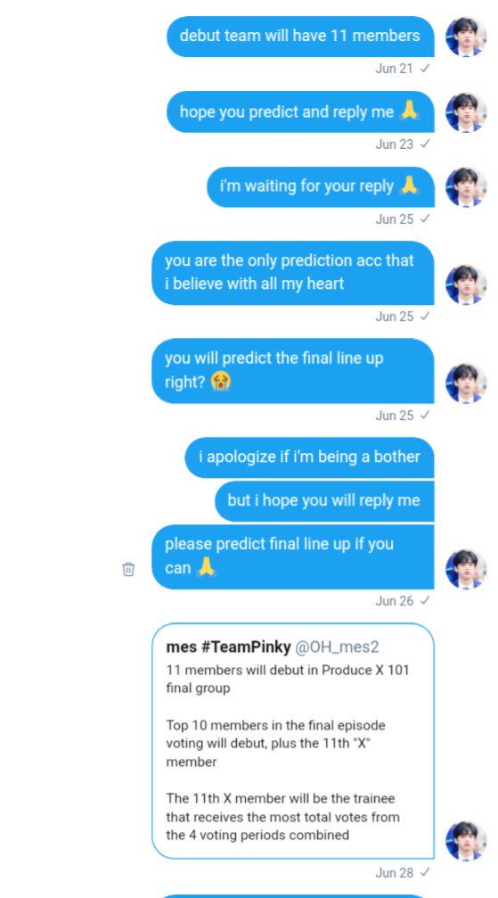 monoyohan's tweet photo. I’ve been patiently waiting to get reply from @kpopredictions_ and it was worth the wait. They got all 11 members right that's insane literally jaw drop 🔥do you work for mnet or something? 😌 You so cool 👏 really legend 👑 https://t.co/CrJpIgXi6R