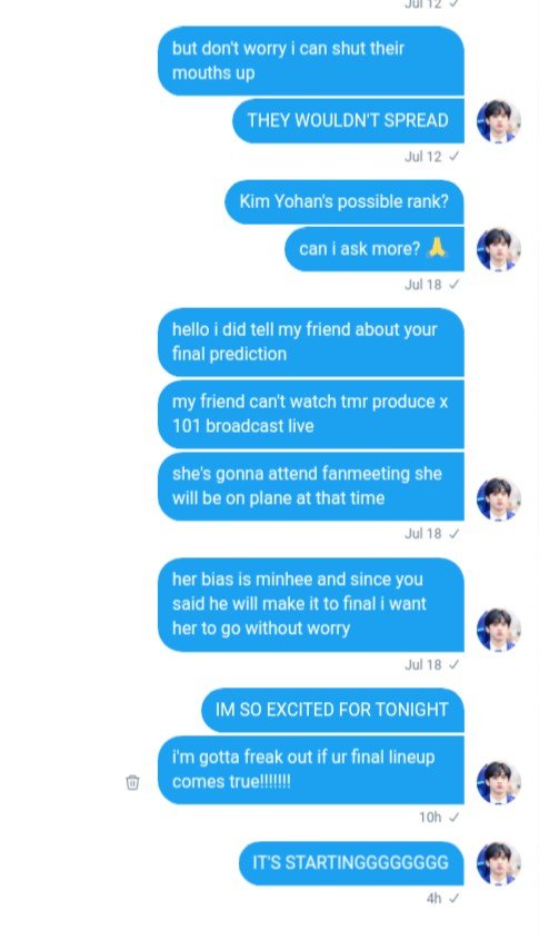 monoyohan's tweet photo. I asked @kpopredictions_ permission to share their final line up to our pdx gc &amp; they replied me not to spread cos they don't want their prediction to be stolen (honestly i thought they don't want me to share cos it'll make them embarrassed if it got wrong) but i wrong sorry 😂 https://t.co/UV1UylZBQV