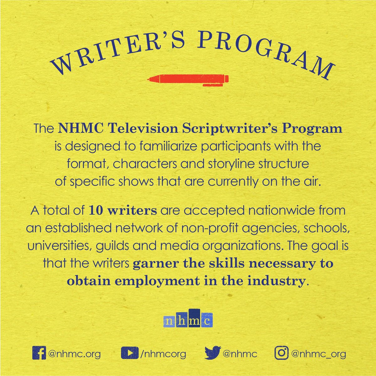 NHMC's tweet photo. This is it! The final countdown for you to apply to the 2019 NHMC's #WritersProgram. Visit https://t.co/6Ro9eRDjyu for more info. Hurry! Time is running out. https://t.co/rJa5zKvAH4