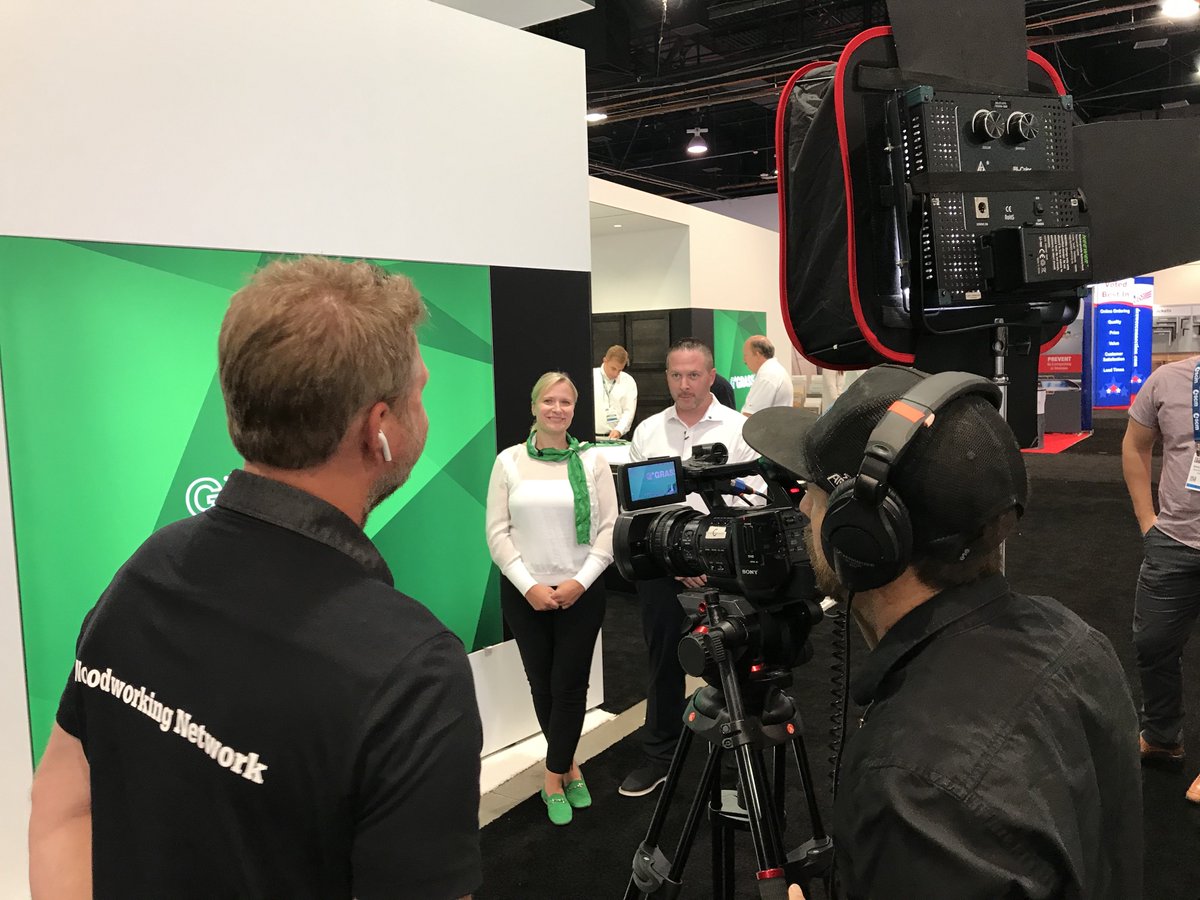 grassusa's tweet photo. We are so proud of @grasscanada 🇨🇦and there amazing promo for @WoodworkingBiz 💚 #awfs #awfs19 #grasswardware #woodworkingnetwork https://t.co/6QfgOWbypG
