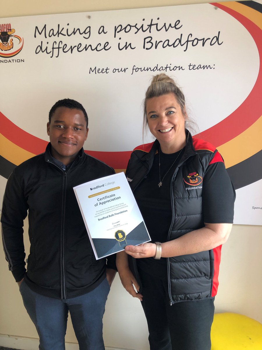 T H A N K   Y O U  <a href="/BullsFoundation/">Bulls Foundation</a> for supporting our student Philip on his journey to his future career in IT. Very well done on completing your work placement Philip, always reach for the stars!
<a href="/BradfordCollege/">Bradford College</a> <a href="/NaweedHussain1/">Naweed Hussain</a> <a href="/HabibeKhaliq/">Habibe Khaliq</a> <a href="/cwwebb13/">Chris Webb</a>
#IndustrialPlacement