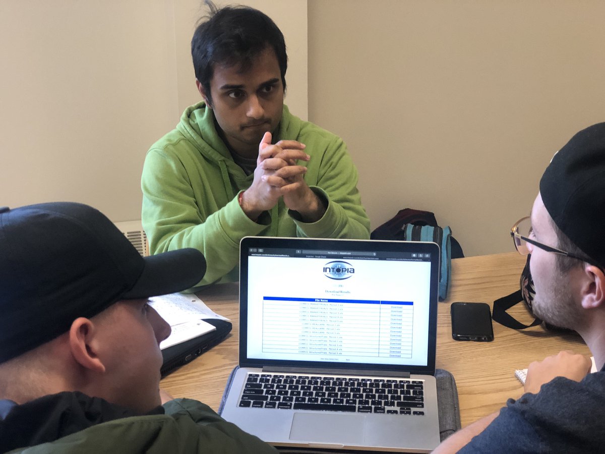 MUNBusiness's tweet photo. #MUNBusiness students are taking part in the #INTOPIA simulation this week, a web-based computer simulation held across Canada that lets students buy, sell and trade products between teams of students. Good luck! @MemorialU #handsonlearning #strategy #aacsbaccredited https://t.co/ZpLisQWzz0