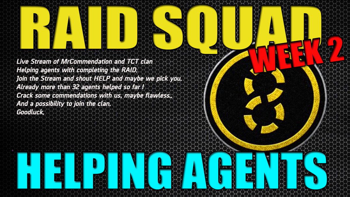 YES !! in approx 2 hours from now, another #RAID helping stream on #Youtube. Helping as much as possible agents thru the raid !! 

Shall we reach 60 agents ?

I am so hyped for today, because it's friday !! #TheDivision2 

Stop by and drop PSN there to get help.