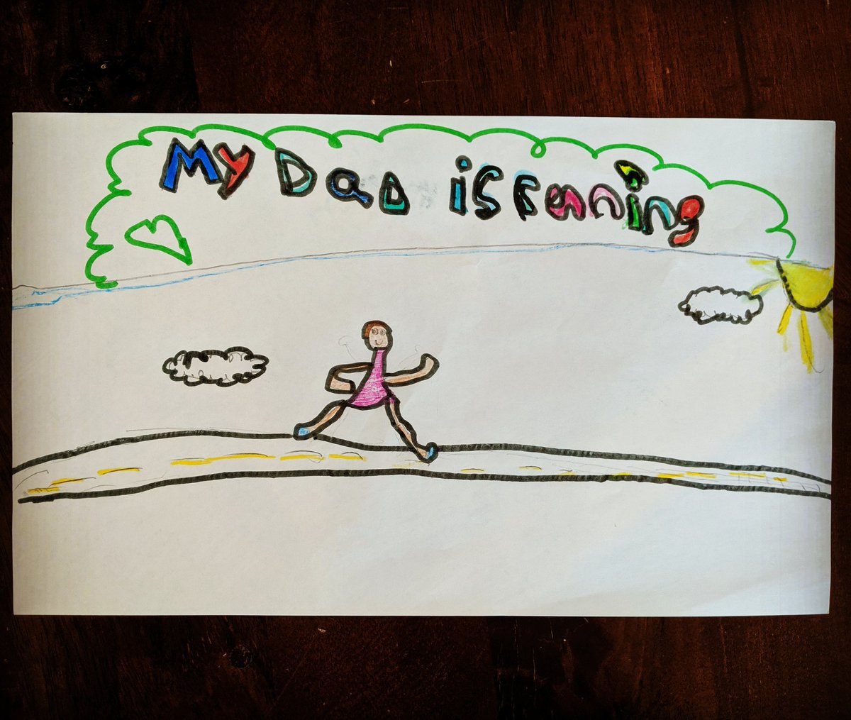 JamesDurling's tweet photo. My daughter's artwork 🤗 #Running #RunTO #MarathonTraining #STWM #SeaMeRun #BetterFasterStronger #Run #Running https://t.co/kaiFbtGhF7