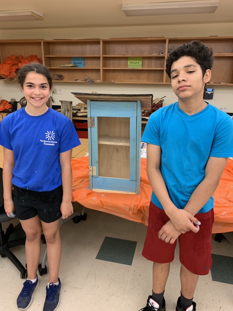 CMorfing's tweet photo. Projects with a purpose completed some fantastic projects! The bench is headed to a humane society and the mini library is going to a park! The shelves are almost finished!! @WPSSummer https://t.co/YqKQ0mpIpV
