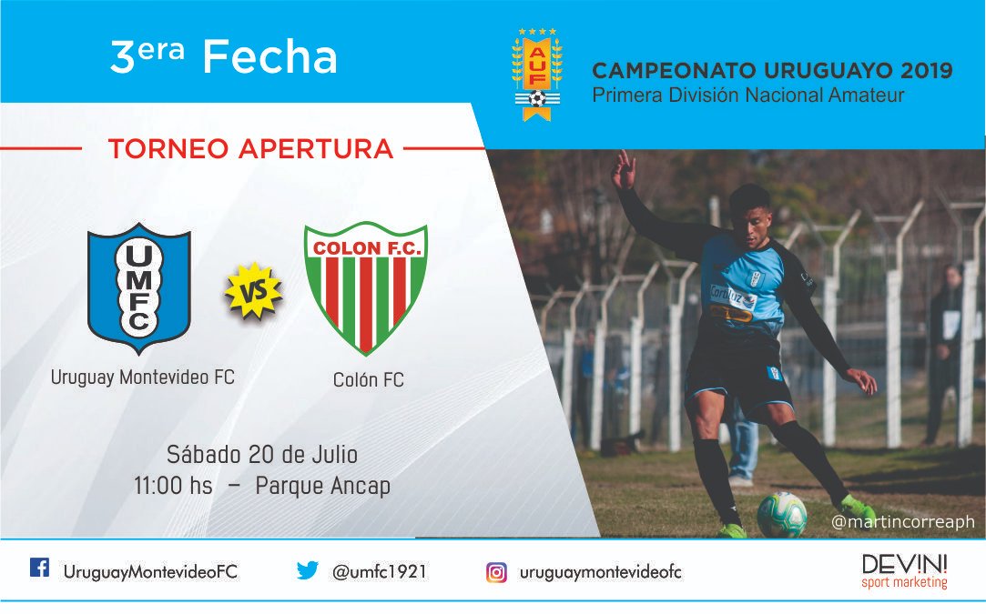 umfc1921's tweet photo. Este Sábado 20 volvemos a ser locales en el #ParqueAncap enfrentando a @ColonFc Te esperamos para alentar a la celeste de #PuebloVictoria https://t.co/tHznRc3do1