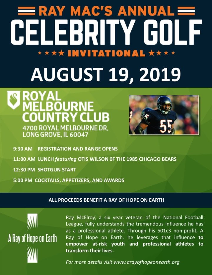 One month away from our annual golf outing! If you like da Bears and golf, don't miss this event. Contact dennis@arayofhopeonearth.org for details.