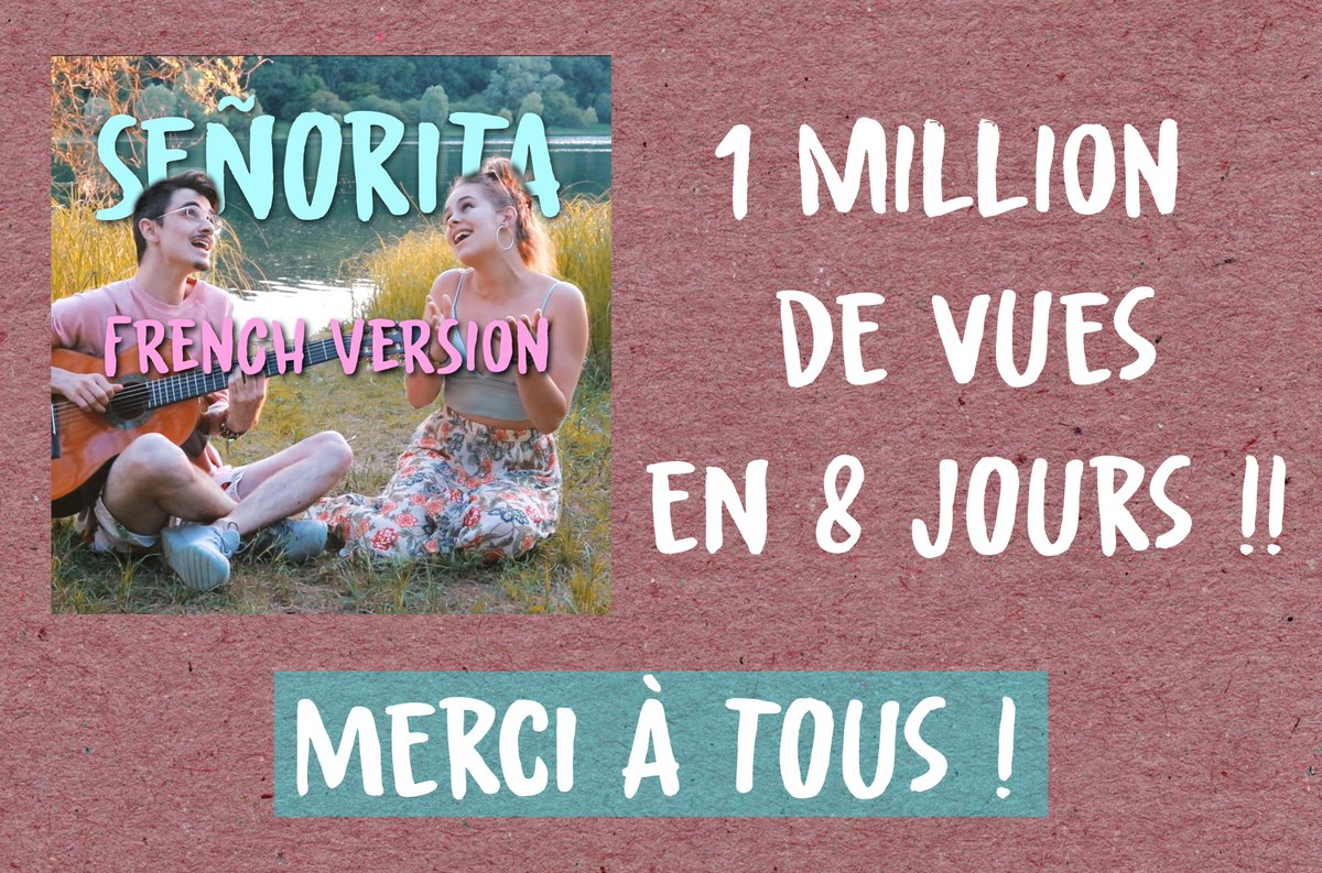 CoetJane's tweet photo. 1 MILLION de vues en 8 jours pour notre reprise de Señorita ! 😱 
Et de magnifiques commentaires des 4 coins du monde ... Merci ❤️ https://t.co/MDt5PN2G08