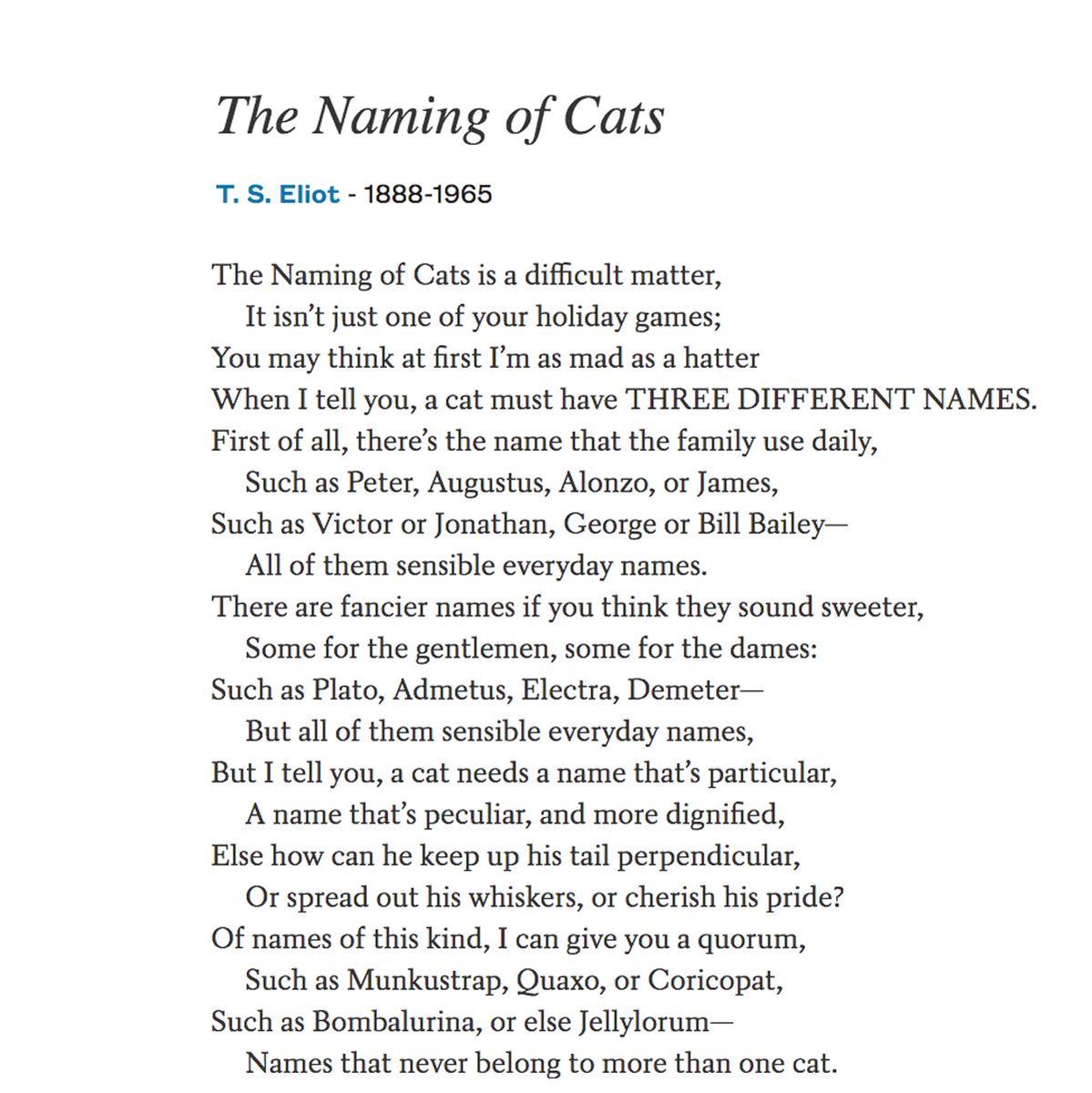 ts eliot cats memory ts eliot cats memory