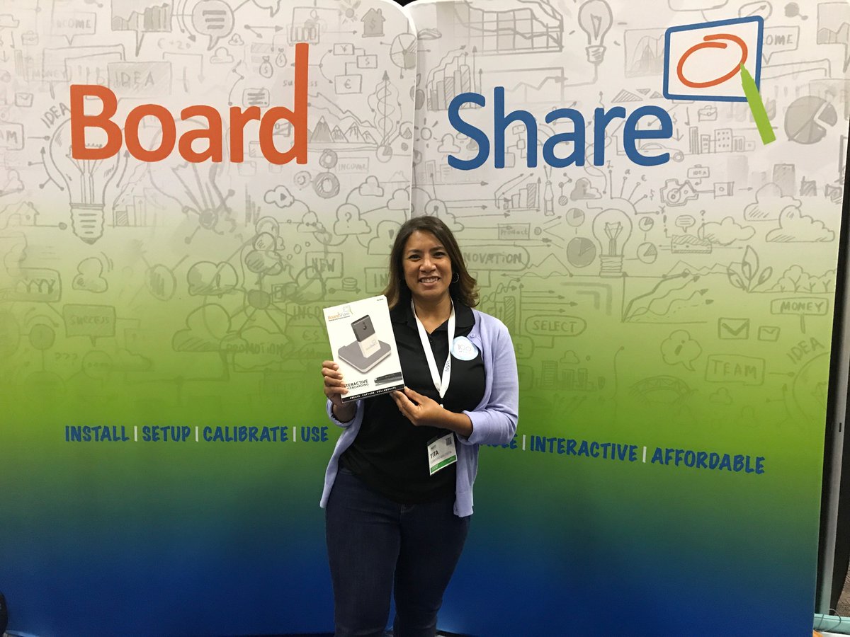 BoardShare's tweet photo. Congratulations to @bautistat27, principal at @CajonValleyUSD in California and our lucky winner of a free BoardShare unit from the @NSTConference! We hope you enjoy your new Boardshare unit and know you'll do great things with it at your school! 🙂 #NSTC #NSTConference https://t.co/7ySqVt5tZI