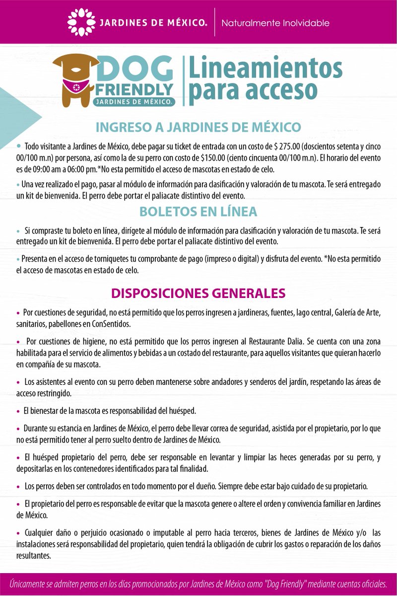 jardinesdemex's tweet photo. Toma en cuentas las siguientes recomendaciones para que este domingo en puntos de las 9 am disfrutes al máximo del #DogFriendlyJDM ¡Aún estás a tiempo de comprar tus boletos en: https://t.co/Nd2bsqo4ed! 🐶🐾🌻 https://t.co/lzDOZB8tlf