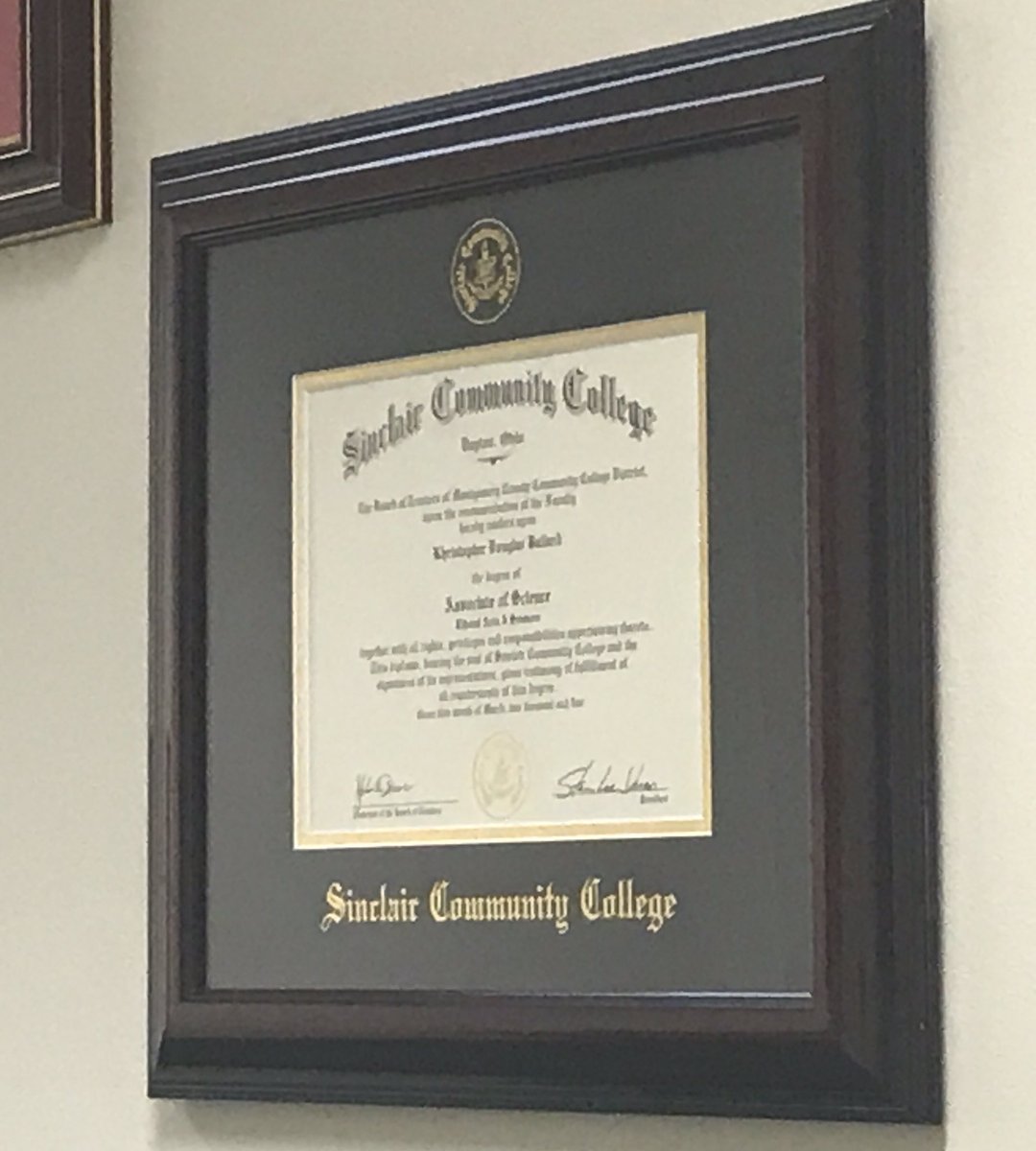When visiting my optometrist today, I was glad to see that his journey started at a community college...and that he proudly displays his diploma right alongside his others! #endccstigma @SinclairCC