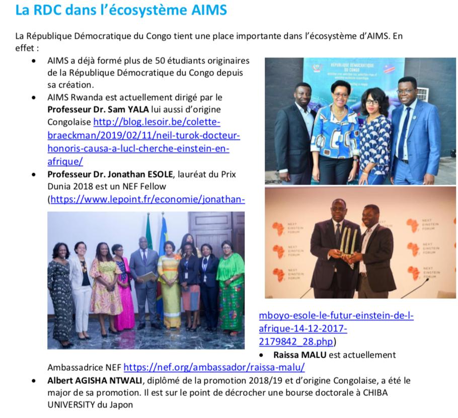 (1/n)  Une des grandes réussites pan-Africaines de ce début du 21ème sciècle est le réseau <a href="/AIMS_Next/">African Institute for Mathematical Sciences (AIMS)</a>  (African Institute for Mathematical Sciences) et la communauté du Next Einstein Forum (NEF). La #RDC est bien représentée. <a href="/NextEinsteinFor/">Future of Science Forum</a>. @scienceRDC <a href="/samysk/">Sam Yala</a> <a href="/Presidence_RDC/">Présidence RDC 🇨🇩</a>