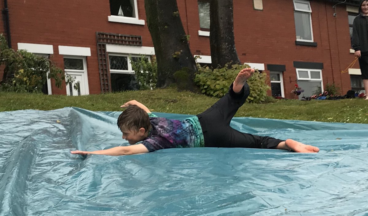 9thRamsbottom's tweet photo. This is 9th Rammy Cubs tonight, splish, splashy, water zappy, slip sliding, mischief making, fun filled, mates played, rain fuelled awesomeness! 
#skillsforlife #team9thrammy #brscouts #cubscouts https://t.co/9PeskQhKUA