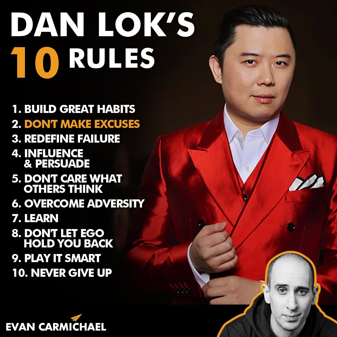 EvanCarmichael's tweet image. He moved from Hong Kong to Canada when he was 14. When he came to Canada, he had no money, and he didn't speak English. He started and failed at 13 businesses before finding success. He's Dan Lok, and here's my take on his Top 10 Rules for Success! #Believe

#danlok #6amsuccess